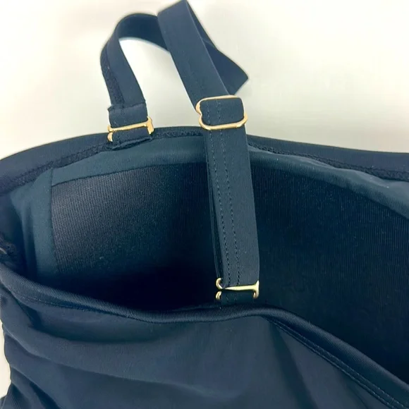 Ocean Blues  Black BandeauTankini Top Ruched Tummy Control Removable Str… - Picture 7 of 9